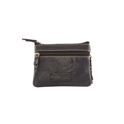 Talia  A Genuine Leather Compact, small Top Zippered Coin Pouch.