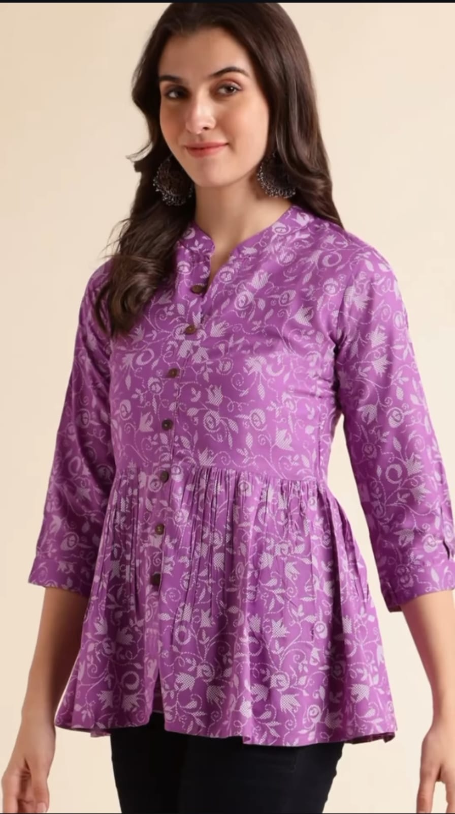 Reyon Striped Short Kurti