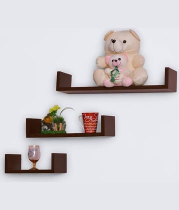 TFS Floating Shelves Brown MDF - Pack of 3