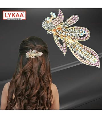 Lykaa Hair Clip with Stylish Peacock Flower Ponytail Hair Clip for Women and Girls - Pack of 1