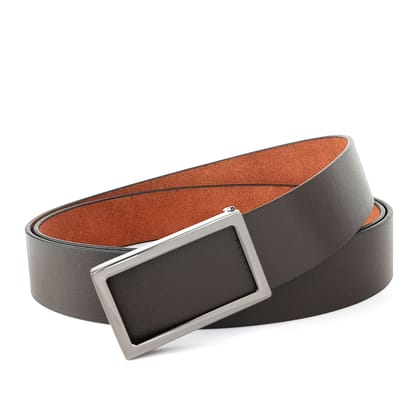 Hemener Men Pin Hole   Buckle Dark Brown Genuine Leather Belt-28
