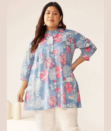 Janasya Women's Cotton Tunic ( Blue )