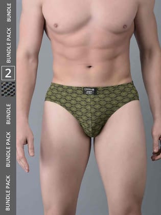 Men's Assorted Pack of 2 Soft Combed Cotton Printed Brief