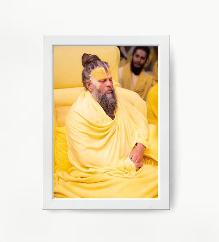 NOKKES Premanand Ji Maharaj White Religious Photo frame 5X7 Inch Photo Frame_WEW24