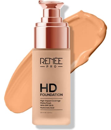 Renee Pro HD Coverage Foundation - Maple, Matte Finish, Highly Blendable Formula, SPF15, 30Ml