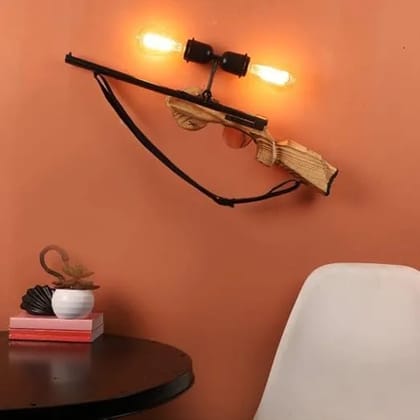 ELIANTE Sublime Wood Iron Black Wall Light for Living Room, Kids Room & Living Room- Small Gun-2w | 3 Years Warranty | Free - LED LAMP