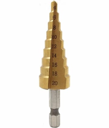 HSS High Speed Steel Drill dit Set Titanium Step Drill Bit Set Drill Bit for Metal 20 mm Hex Shank Drive Kit for Woodworking, Metal Sheet 4-20mm