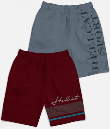 HELLCAT Pack of 2 Cotton Blend Shorts For Boys ( Multi Color )