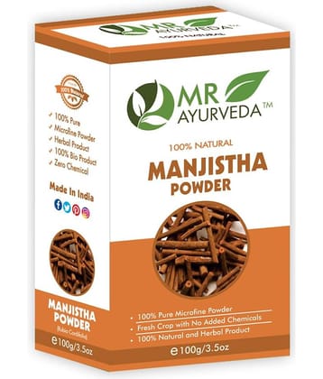 MR Ayurveda 100% Organic Manjistha Powder Face Pack Masks 100 gm