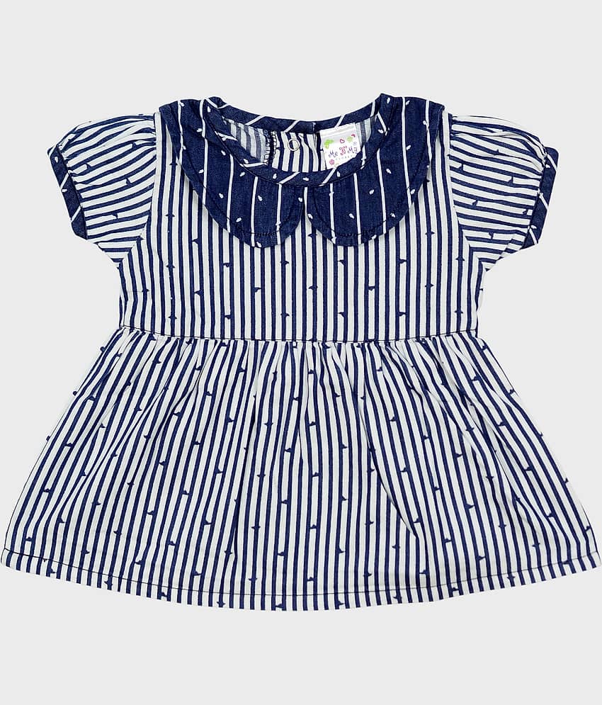 Me N My CLOSET Pack of 1 Baby Girls Cotton Frock ( Blue )