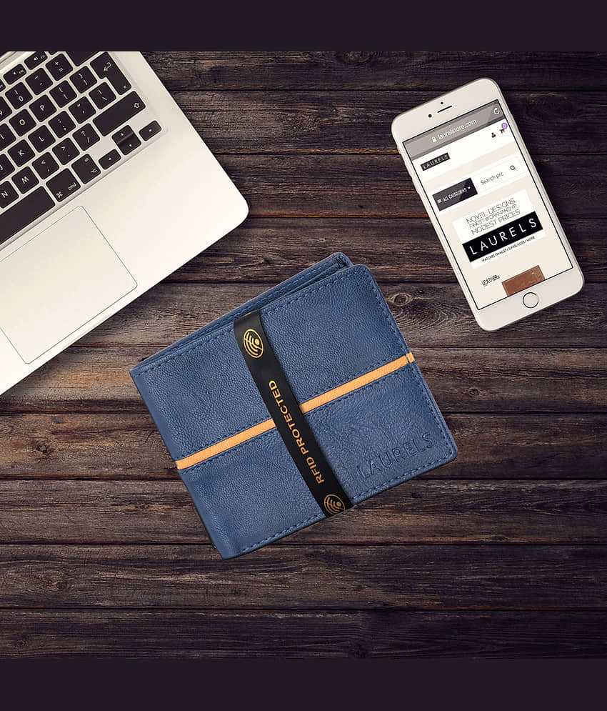 Laurels PU Blue Casual Regular Wallet