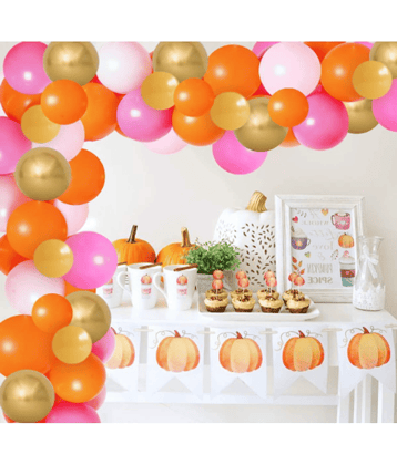 Jolly Party  Orange,Golden And Pink Balloons Combo Of 102 Pcs
