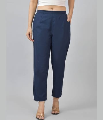 QuaClo Pack of 1 Cotton Blend Straight Women's Casual Pants ( Navy )