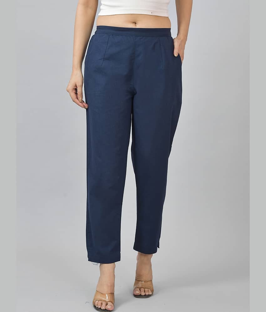 QuaClo Pack of 1 Cotton Blend Straight Women's Casual Pants ( Navy )
