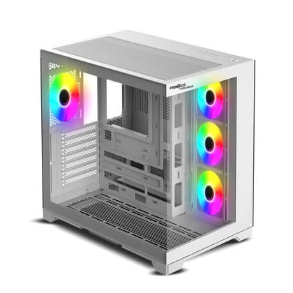 Frontech ARCADIA FT-4381 White Gaming Computer Case with ARGB & Tempered Glass