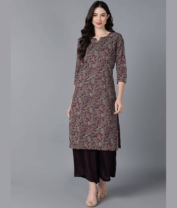 Vaamsi Cotton Printed Straight Women's Kurti - Purple ( Pack of 1 )