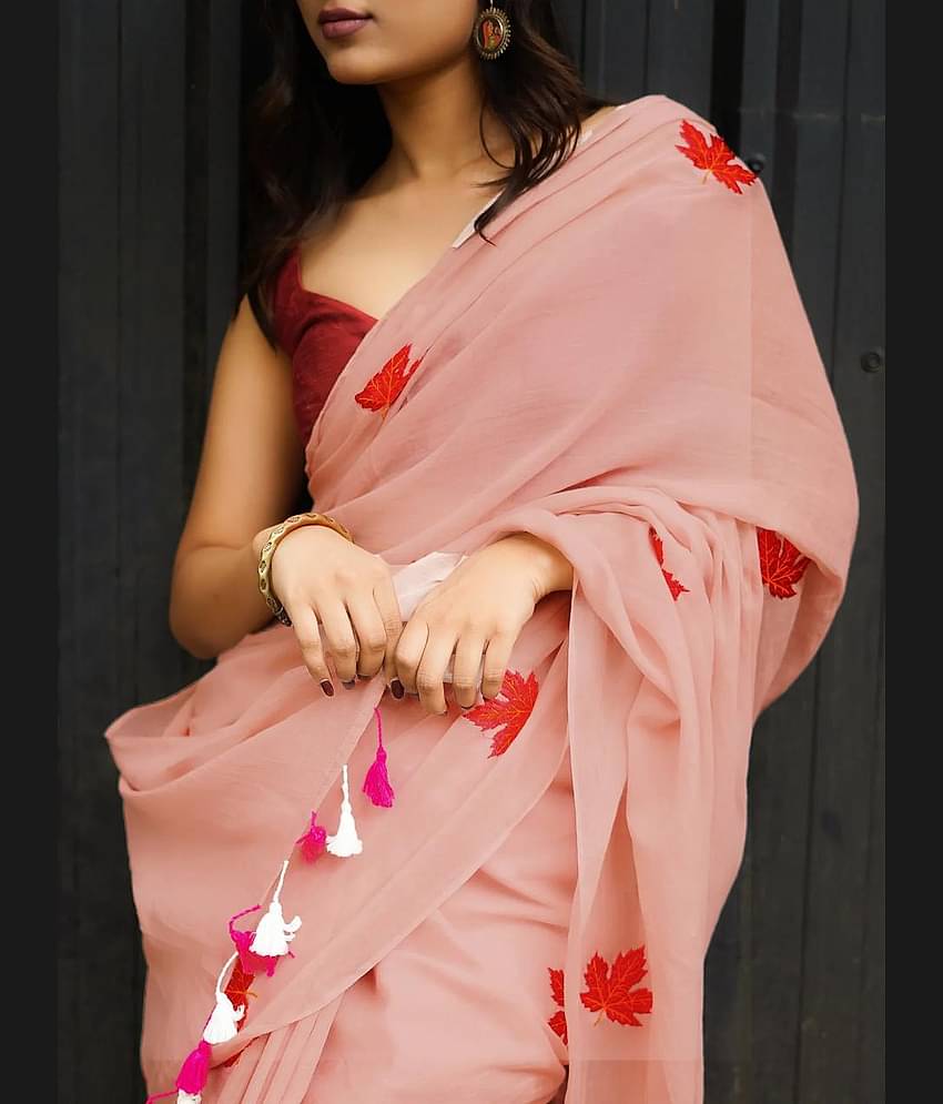 SARADA HANDLOOM Cotton Woven Saree With Unstitched Blouse Piece ( Pink )