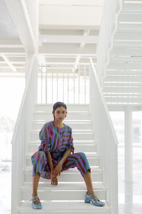Poppy and Blue Stripe Tunic-S