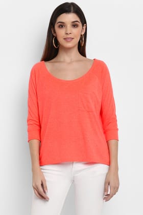 Womens Scoop Neck T-Shirt -Orange (No Exchange No Return)-Medium / Orange
