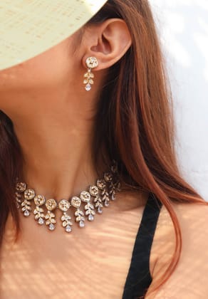 Fillis Polki Necklace Set-Silver