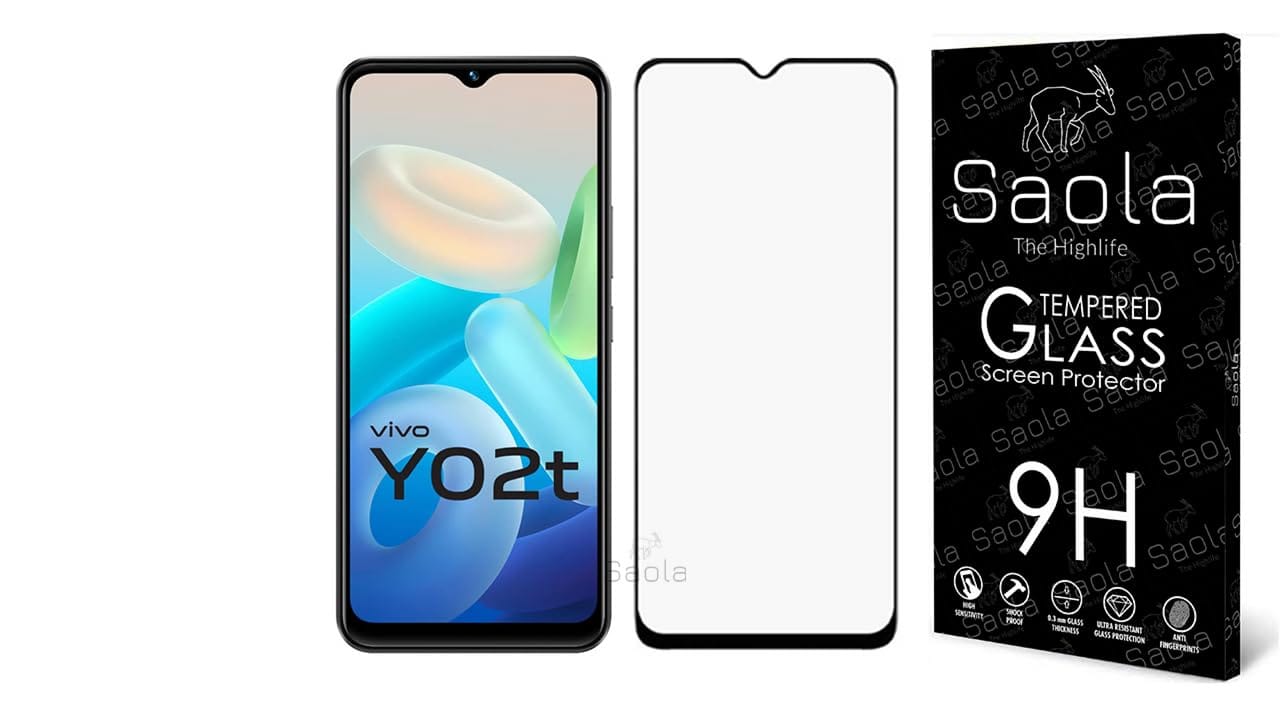 Saola 11D Tempered Glass For Vivo Y02T (Pack Of 1) With Free Installation Kit. Full Screen Coverage - 6.51 Inch Saola 11D Tempered Glass For Vivo Y02T (Pack Of 1) With Free Installation Kit. Full Screen Coverage - 6.51 Inch - 11D (With black Borders) / F