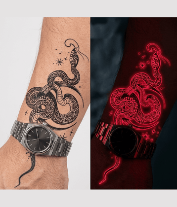 The Canvas Arts Glow In Dark Red Temporary Tattoo Sticker Unisex Body Tattoo