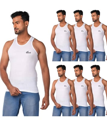 Renox Pack of 7 Cotton Basic Vest For Men ( White )