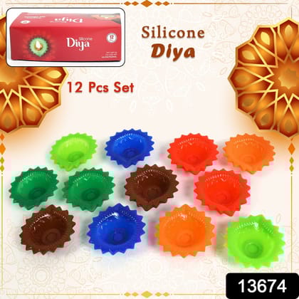 Silicone Diya for Diwali Attractive Design Colourful Diya Combo, Diwali (12 Pcs Set)