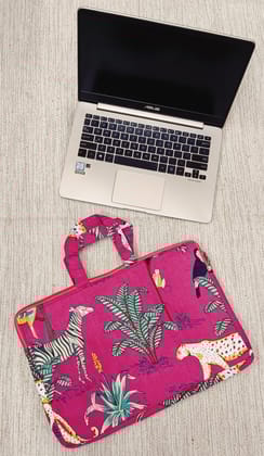 Laptop Bag with Handle -100% Cotton with handblock print and cushion support - 13-15 inches-15 inch