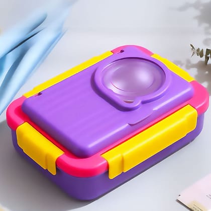 5-Compartment 900ml Lunch Box with Cutlery and 150ml Bowl: Your Stylish, Eco-Friendly Meal Solution-Purple