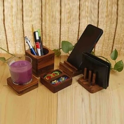 Teak Wood Office Desk Organizer