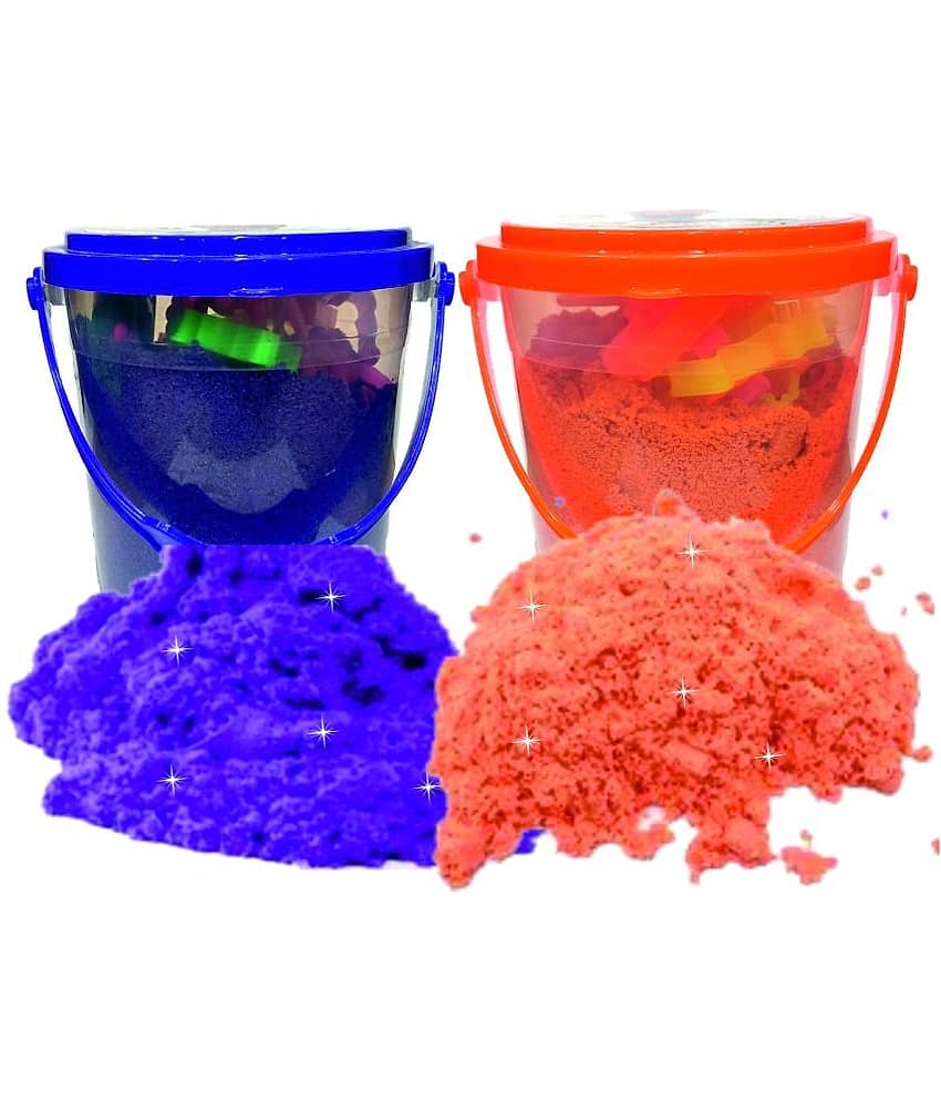 Rabbit 1Kg Magic Flow Sand Buckets Pack of 2 For Kids.(Purple-Orange)