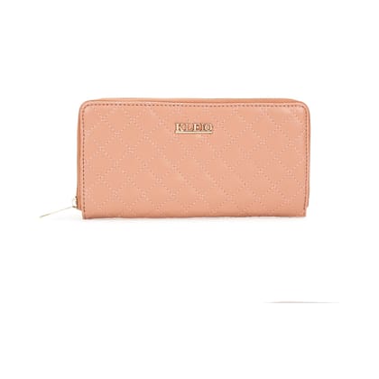 Zip Around Vegan Wallet (M)-Peach