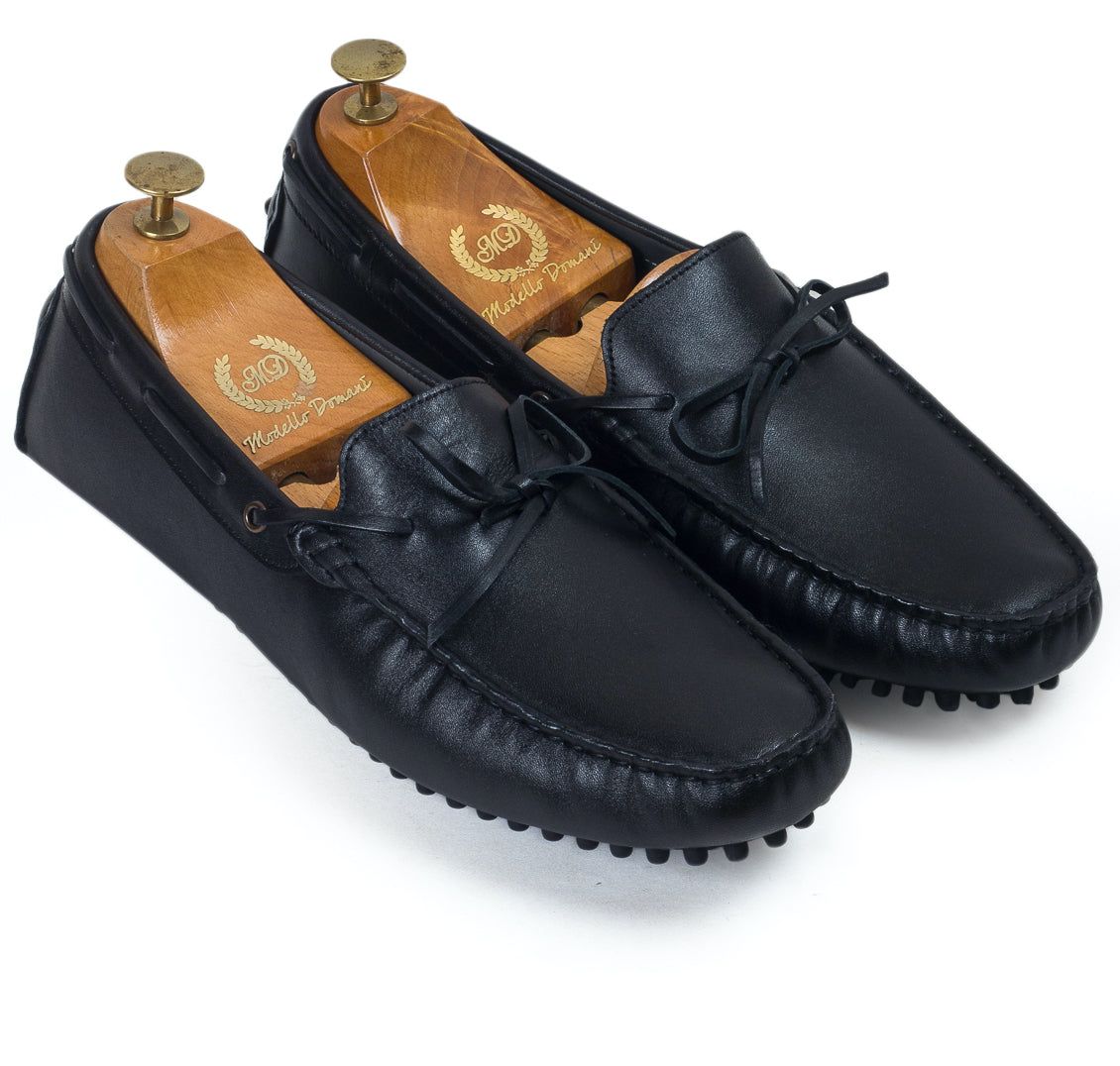 Gommino Leather Bow Loafers (Black)-EU 40 / UK 6 / Black