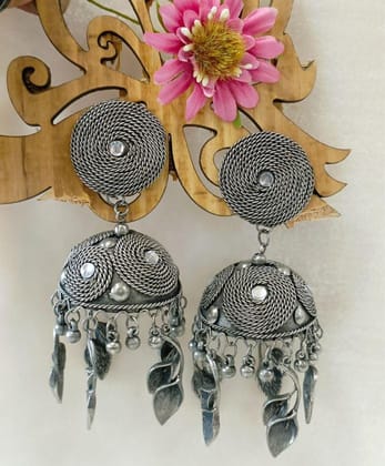 Silver Oxidised Afghani  Jhumka-OXDER 2425 Silver Oxidised Afghani  Jhumka-OXDER 2425