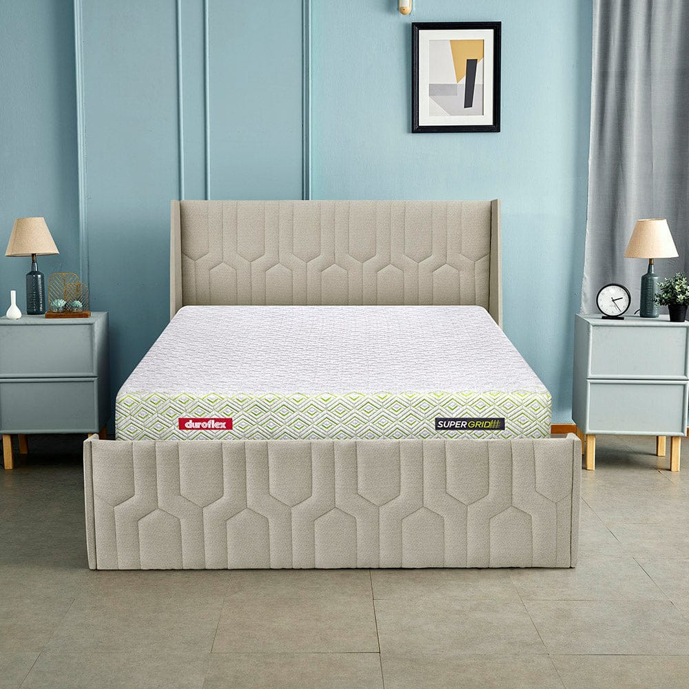Tranquil Sea Shell Upholstered Bed - Beige Color-King