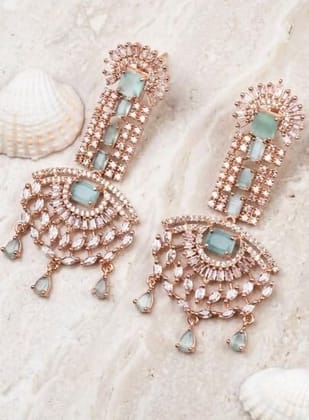 Generic Women's Brass Silver Plated Drop Earrings (Turquoise)-PID66260