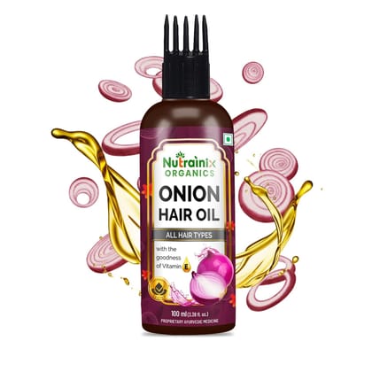 Nutrainix Organics Onion & Brahmi Hair Growth Elixir, Transform Thinning to Thriving | Ayurvedic Oil to Stop Hair Fall, Nourish Roots & Boost Volume - 100ml