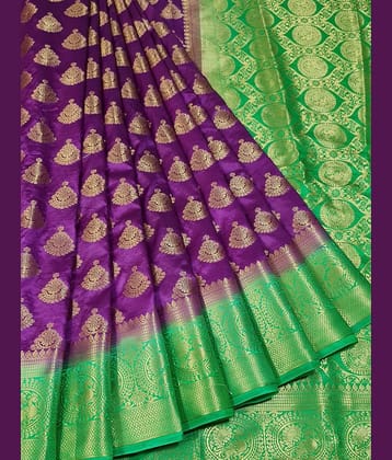 fab woven Silk Self Design Saree With Unstitched Blouse Piece ( Magenta )