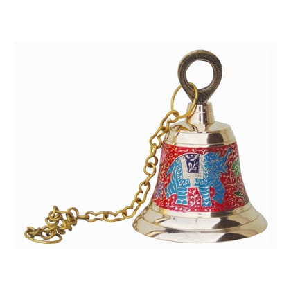 Brass Hanging Temple Pooja Bell, Bell Red Color, Height : 6.5 Inch (FMAS514 A)
