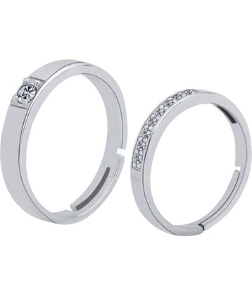 Silver Plated classic Solitaire Adjustable Couple ring  for Men and WomenCouple ring for Girls and Boys-2 pieces