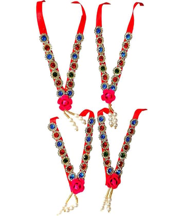 Cherry Tree Laddu Gopal Multicolor Crystal Jewellery ( Pack of 4 )