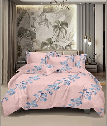 HONOR YOUR HOME Poly Cotton 1 Double Bedsheet with 2 Pillow Covers ( Pink )