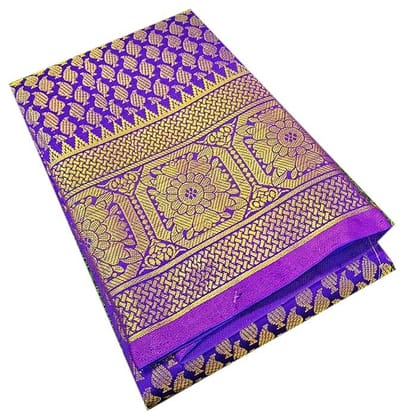 Spewim Womens Semi Silk Zari Work Full Brocade 6 Yard Saree With Brocade Blouse Piece