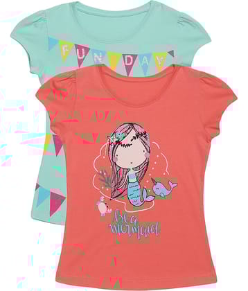 PLUM TREE Pack of 2 Girls 100% Cotton Combos ( Orange )