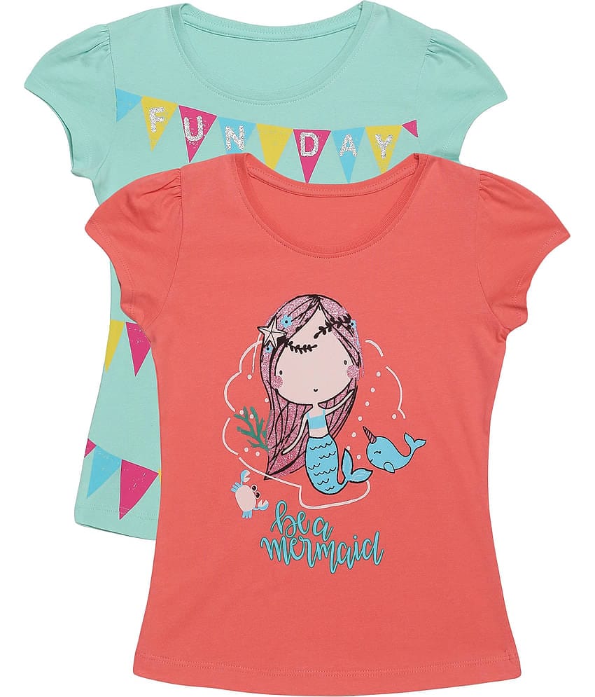 PLUM TREE Pack of 2 Girls 100% Cotton Combos ( Orange )
