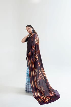Black Satin Digital Print Saree
