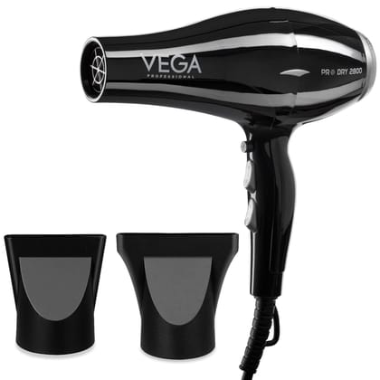 VEGA Professional Pro Dry 2400-2800W Hair Dryer for Men & Women with Cool Shot Button and 3 heat & 2 speed settings, Black, (VPPHD-09)