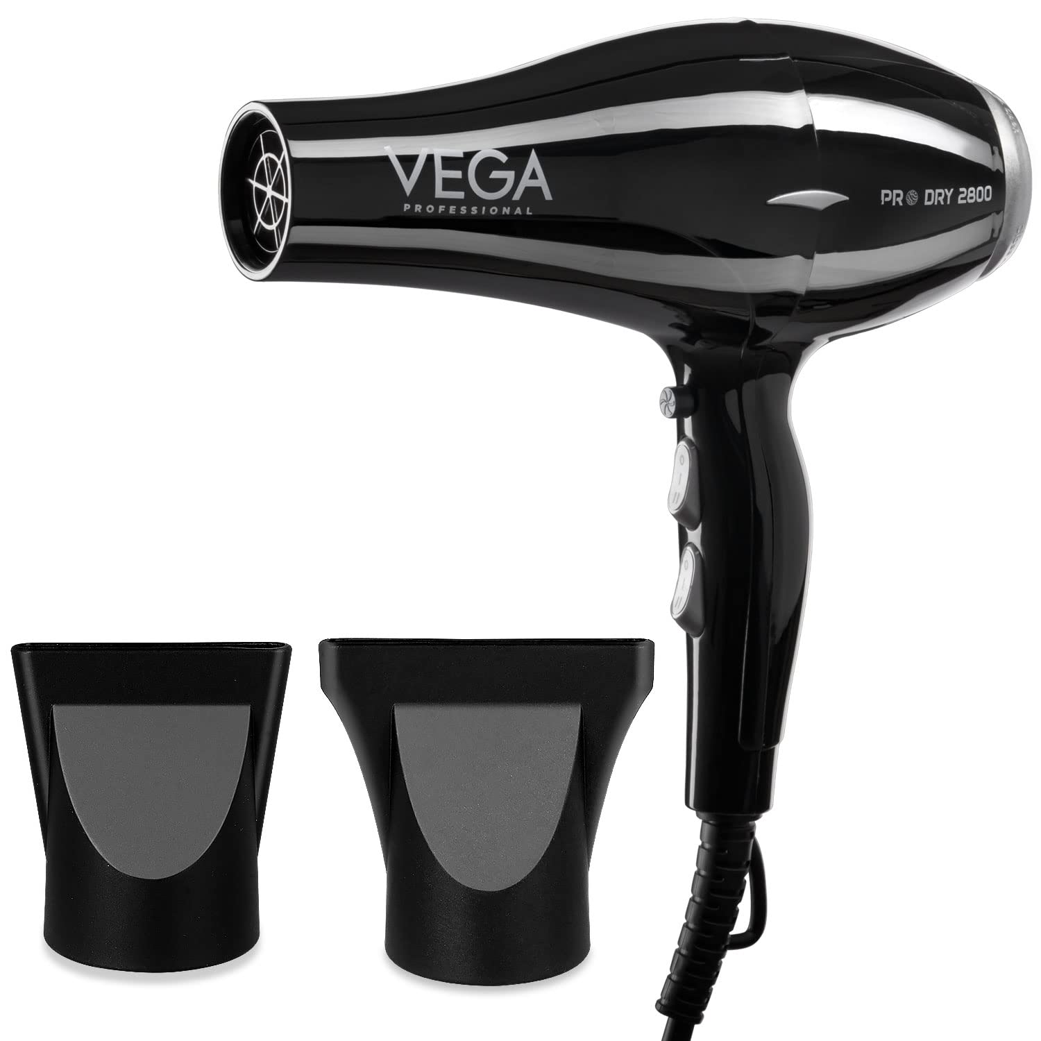 VEGA Professional Pro Dry 2400-2800W Hair Dryer for Men & Women with Cool Shot Button and 3 heat & 2 speed settings, Black, (VPPHD-09)