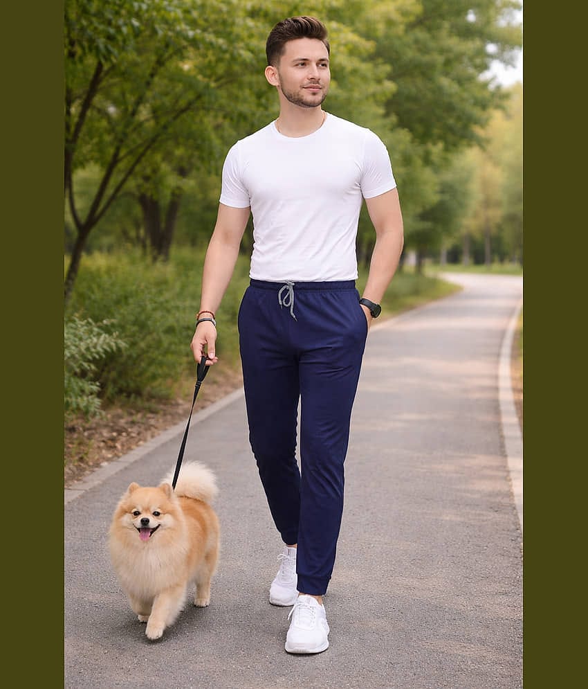 Kashvi Navy Blue Lycra Men's Trackpants ( Pack of 1 )